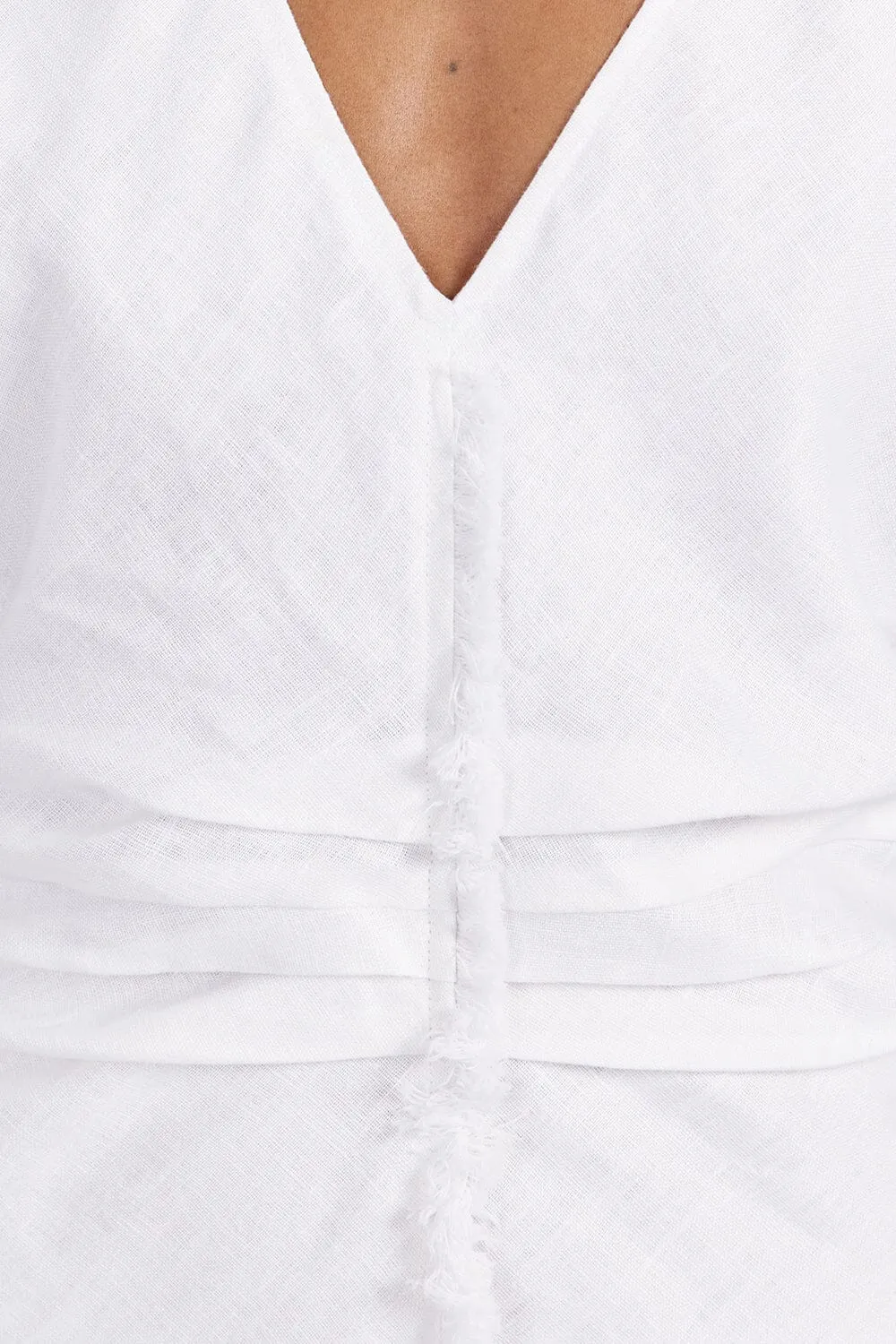 ZAHARA WHITE FRINGING MIDI DRESS